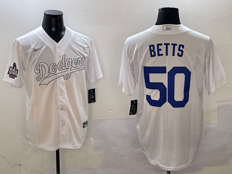 Men Los Angeles Dodgers 50 Betts White Fashion Edition Game 2025 Nike MLB Jersey style 3